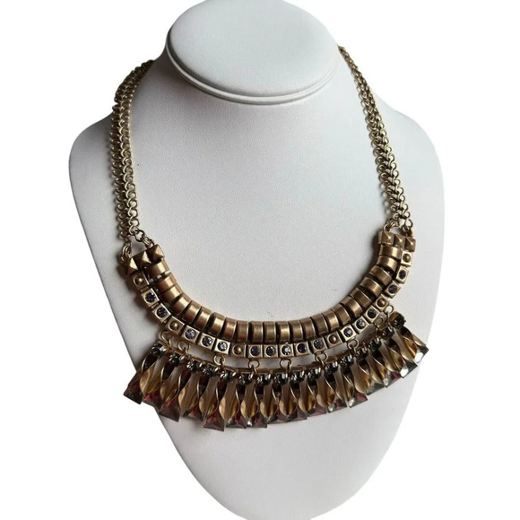 Chico's Womens Statement Necklace Bronze Color with Simulated Lavender Crystals - Picture 6 of 8